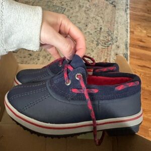 LLBean Kids rangeley rain shoe Navy Blue Shoes with Red Accents